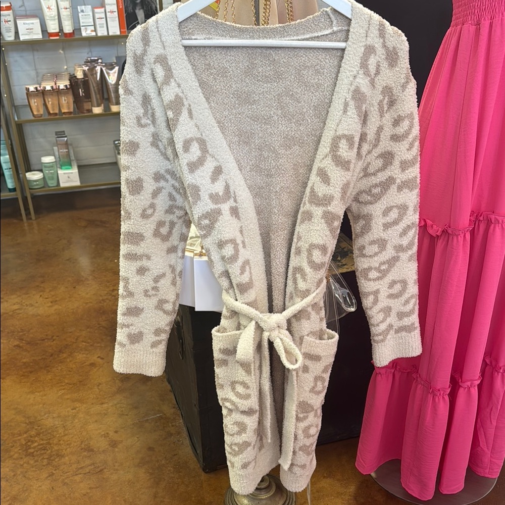 Leopard Print Cozy Knit Robe